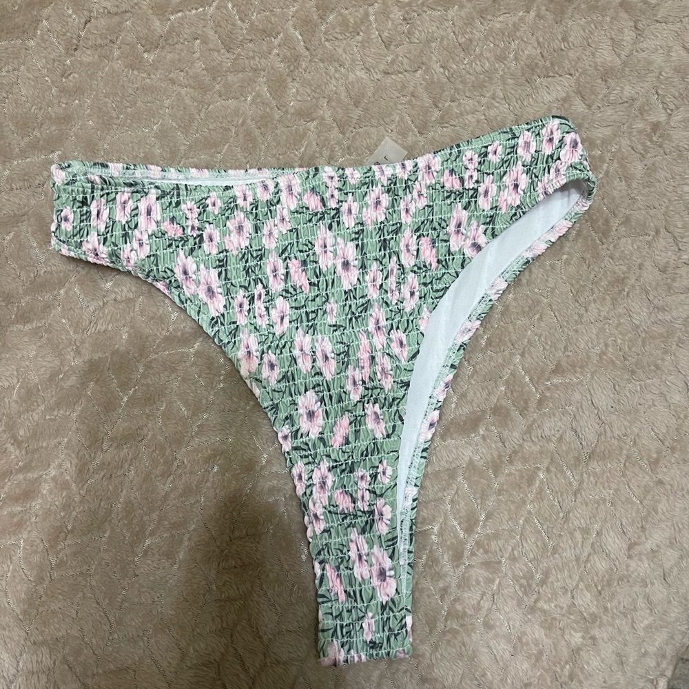 floral high rise bikini bottoms